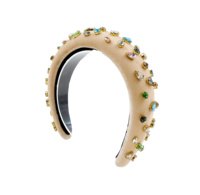Bandeau en verre coloré fait à la main avec strass en cristal, fleur rembourrée, accessoires pour cheveux, bandeau en diamant pour femmes