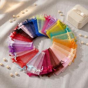 Custom Organza Drawstring <b>Bag</b> Jewelry Earring Storage Packing Gift Pouch <b>Transparent</b> Clear Mini China Made Logo Printing Not - Product Image 3