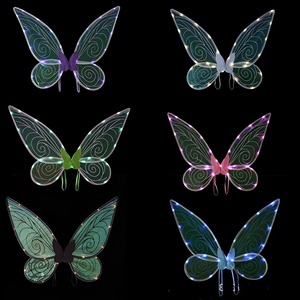 Alas de Hada LED Jumon, Alas de Mariposa de Lentejuelas Brillantes de Nailon, Disfraz de Princesa Élfica para Niñas, Graduación, Halloween, Acción de Gracias - Product Image 2