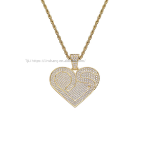 จี้รูปหัวใจ เครื่องประดับฮิปฮอป เครื่องประดับเสริม สร้อยคอทองแดงฝังเพทาย จี้รูปหัวใจ - Product Image 4