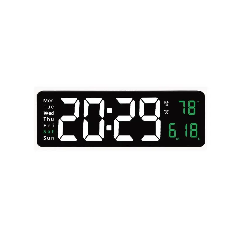 Digital Clock With Remote Control 15.6 inch LED Electronic Digital Wall Clock Large Display Day and Date Temperature Auto Dimmer