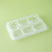Boîte à macarons jetable pliable en plastique transparent, 6 cavités, en PET de qualité alimentaire, plateau d'emballage pour sushis, desserts et pâtisseries avec couvercle