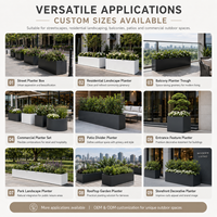Rechthoekige metalen plantenbak voor buiten, van staal, mat zwart, voor balkon, patio, tuin en landschapsprojecten