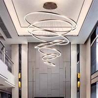 Lustre anneau en aluminium de luxe moderne pour la maison, le bureau, la salle à manger et la cuisine pour le salon, l'escalier de la villa, la taille de la lampe centrale en duplex