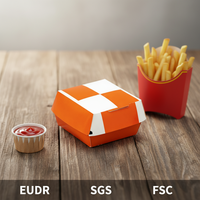 Boîte à hamburger auto-érectible personnalisée avec logo, en papier kraft recyclable, pour les restaurants à emporter