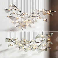 Lampe suspendue personnalisée d'art moderne Lignes décoratives Panneaux de verre transparents ondulés Plafond pour Villa Hôtel Salon Salon