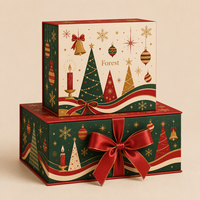 Boîte cadeau en papier personnalisée Forest Packing avec ruban pour l'emballage de Noël et la présentation en magasin
