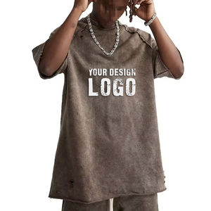 Camiseta de Hombre de Moda Casual Vintage, Holgada, de Media Manga, Estilo Urbano, Hombros Caídos, Lavada, Batik, Talla Grande - Product Image 5