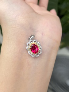 S925シルバールビーペンダント、ツートーンヴィンテージハローファインジュエリー（女性用） - Product Image 4