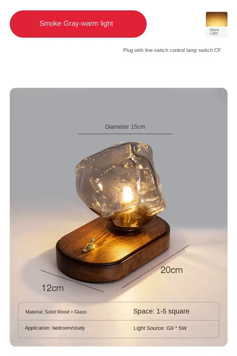 Smoky gray table lamp-warm light