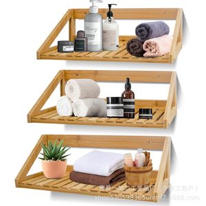 Solid Wood <b>Wall</b> <b>Mounted</b> <b>Shelf</b> Rectangle Natural Color Durable Multipurpose Storage Rack For Home Decor - Product Image 5