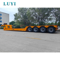 Semi-remorque surbaissée robuste de haute qualité à 3/4/5 essieux, 80T 90T 100T, avec col de cygne hydraulique détachable
