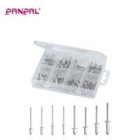 Kit de 90 rivets aveugles à extrémité ouverte, assortiment de rivets en aluminium avec boîte de rangement en plastique