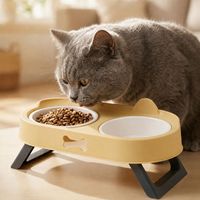 Vente en gros de bols pour chats et chiens en ABS, anti-renversement, double bols, design ergonomique pour le cou, anti-éclaboussures