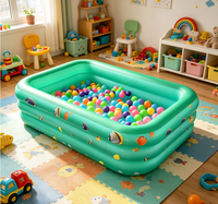 Piscine gonflable rectangulaire en PVC HC-042001 avec trois anneaux, écologique et portable pour tous les âges