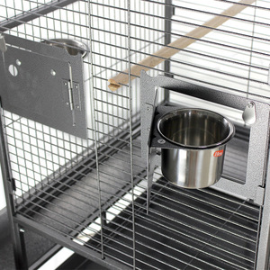 Vente en gros à bas prix, grand espace en acier inoxydable noir, métal extérieur de la maison, animaux de compagnie, oiseaux, perruches, perroquets, Cage, vente en gros avec roues - Product Image 4