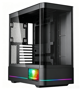 เคสคอมพิวเตอร์สำหรับเล่นเกม Jungle Leopard AC-02 ATX Mid Tower, หน้าจอ LCD ขนาด 5.5 นิ้วแบบกำหนดเอง, แผงด้านข้างกระจกนิรภัยโค้ง, รองรับ ATX - Product Image 1