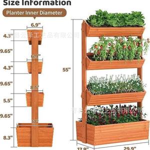 Multi-tiered wooden flower <b>pot</b> stand for home, indoor balcony, green plant and <b>succulent</b> display rack, solid wood garden - Product Image 3