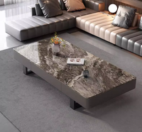 Table basse durable de luxe moderne avec cadre en acier inoxydable et plateau en dalles pour meubles de salon à domicile