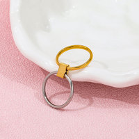 Joolim Bague mobile double couche bicolore plaquée or 18 carats haut de gamme pour femme Vente en gros de bijoux de luxe