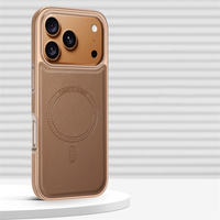 Étui de téléphone en cuir avec cadre plaqué à prix spécial pour iPhone 17 16 15 14 13 18 Pro Max, compatible avec la charge magnétique sans fil, coque antichoc