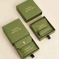 Boîte à bijoux portable de luxe avec logo personnalisé, en matériaux recyclés écologiques, avec pochette et emballage à bijoux coulissant