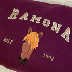 Felpa personalizzata amante del cavallo con nome ricamato e distintivo 3D tessuto tessuto invernale autunno stagione anteriore Logo Est anno - Product Image 4