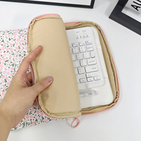Housse mignonne pour ordinateur portable, étuis de transport matelassés imprimés de fleurs de 14 à 16 pouces, accessoires de protection rembourrés souples floraux