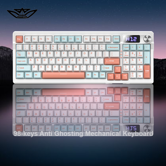 95 Keys Gasket Gaming Mechanical Keyboard Wired/2.4Ghz/BT RGB Anti Ghosting Hot-Swap Programmable with Multimedia Knob Screen
