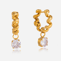 Pendientes Colgantes de Acero Inoxidable con Circonita Blanca, Textura Lujosa, Vibrante y Radiante, para el Día de San Valentín, Cita Romántica