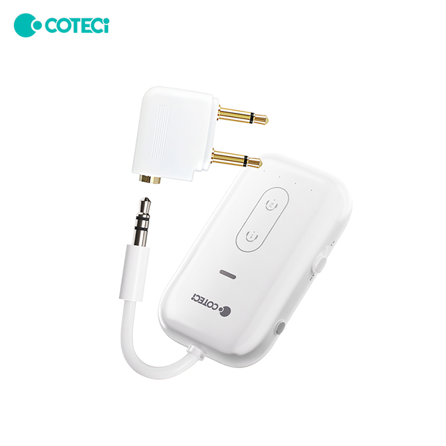 COTECI Wireless BT Transmitter Receiver Travel Airplane Audio Adapter 3.5mm BT Transceiver for TV Car Speakers Headphone