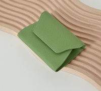 Dompet Kartu Kulit Sapi Asli Grosir, Penutup Jepret, Dompet Mini Multiwarna, Logo Kustom OEM