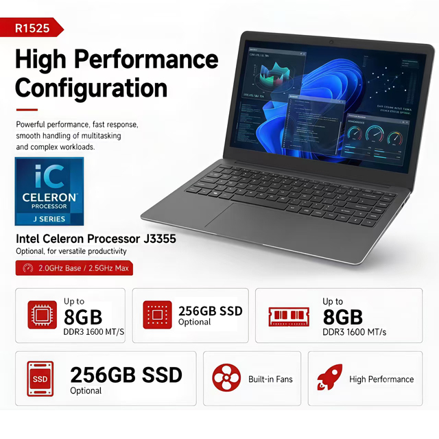 OEM High Cost-Effective 14 Inches 8GB Laptop with Intel J3355 IPS Display English Keyboard for Home and Student