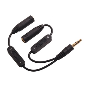 3.5mm 1 erkek 2 kadın Steeo Aux ses Y dağıtıcı adaptör kablosu dönüştürücü kablosu <span class=keywords><strong>PC</strong></span> MP3 Laptop için ses kontrolü ile kulaklık - Product Image 5