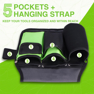 Ceinture de jardinage noire réglable avec pochette de ceinture et multiples poches pour sécateurs, gants et graines, idéale pour les travaux extérieurs en jardin. - Product Image 3