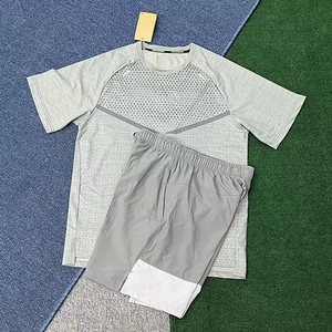 Maillot de football d'été t-shirts 2Pcs Skin Running Set Short Sleeve Lightweight Activewear Workout Gym Tracksuit Men Soccer Uniform - Product Image 3