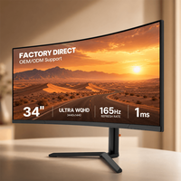 Monitor Curvo para Juegos de 34 Pulgadas, 165Hz, 1ms, 1500R, 4K UHD, Venta al Por Mayor de Fábrica, para Monitores LCD, Monitores de PC