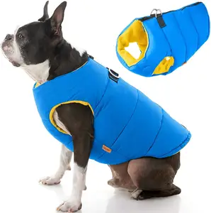 Padded Vest Dog Jacket - Warm Zip Up Dog Vest Jacket with Dual D Ring Leash - Winter Water Resistant Small Dog Sweater