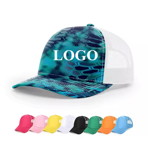 Customized Promotional Cotton Baseball Cap Outdoor Sports Trucker Hat Flat Brim Velcro Closure Red Blue Pink Black Yellow Orange
