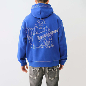 KingSen OEM <b>Men's</b> Winter 100% Cotton Breathable Embroidered Heavyweight Stonewashed Vintage Custom Oversized Hip Hop <b>Pullover</b> - Product Image 5