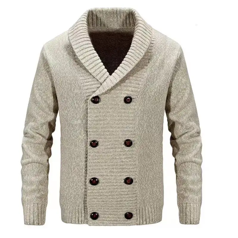 Men's Winter Wool Cardigan Sweater Double Breasted Cashmere Sweater Men Long Cardigan Men Pull Home Cardigan Standard Autumn