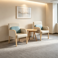 Fauteuil d'attente moderne personnalisable en cuir PU et métal, avec accoudoirs verts et roses, et accoudoirs en bois, pour clinique et hôpital