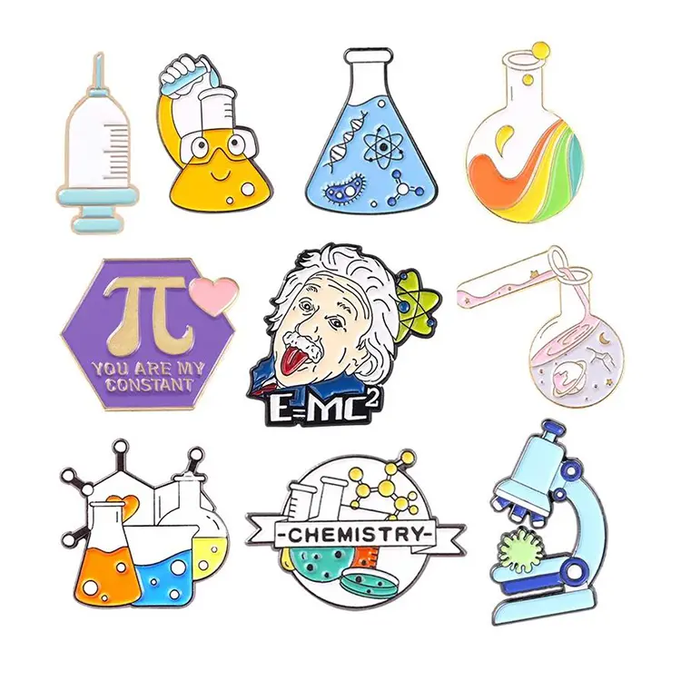 Aangepaste Wetenschap Experiment Badge Experiment Fles Broche Gen Kettingmicroscoop Aangepaste Revers Metalen Email Pin