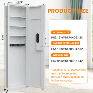 خزنة أسلحة مخفية في الجدار مقاس 53 بوصة مع أرفف قابلة للتعديل، خزنة جدارية تعمل ببصمة الإصبع للأسلحة، متوفرة في المستودع الأمريكي - Product Image 4