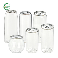 Bouteille de boisson en plastique transparente Flash Factory Price PET à ouverture facile 330ml 500ml 650ml avec couvercle SOT en aluminium pour eau gazeuse
