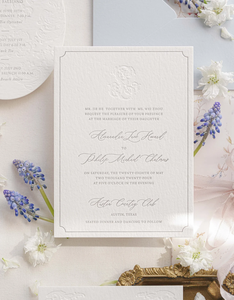 Invito Matrimoniale in Stile Letterpress Elegante, Busta Vintage Decorata, Carta <span class=keywords><strong>Velina</strong></span>, Monogramma Personalizzato, Fustellato - Deposito - Product Image 4