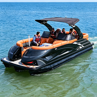 Bateau ponton en aluminium de qualité commerciale Kinocean, yacht haute vitesse avec écran de console de luxe et moteur pour les aventures nautiques