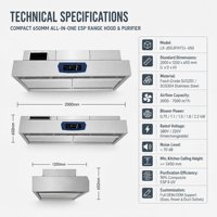 650 Électrostatique à haute pression statique et photolyse, adapté aux lieux dotés d'un plafond de faible hauteur.