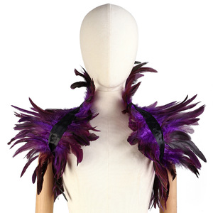 Gothic Feather Shawl Hand Sewn Lace Trim Unisex Costume <b>Accessory</b> Carnival <b>Halloween</b> Cosplay Wedding Party Dance - Product Image 6