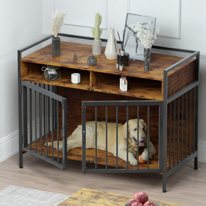Özel köpek kafesleri Metal Kennels ahşap köpek kafesi mobilya kapalı çift kapı masa <span class=keywords><strong>Pet</strong></span> kafesleri büyük köpekler için - Product Image 1